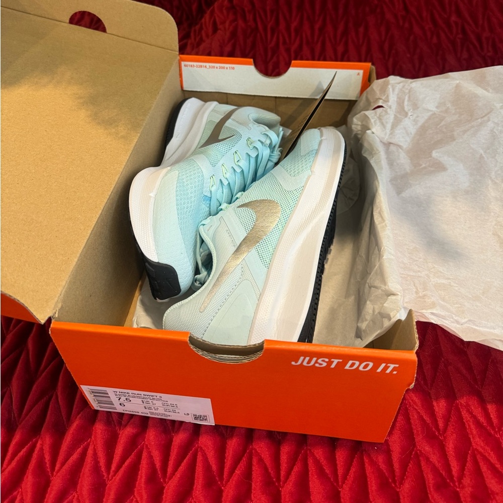 Nike Mint Green Sneakers with Gold Accents